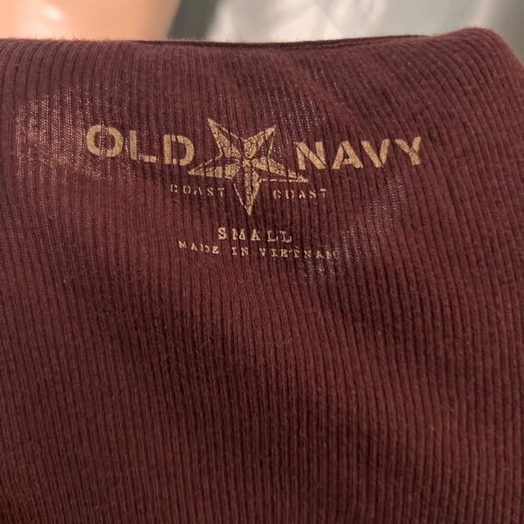 Vtg Old Navy Women Small Burgundy Half Button Fitted Short Sleeve Shirt (GS3) - Picture 8 of 8